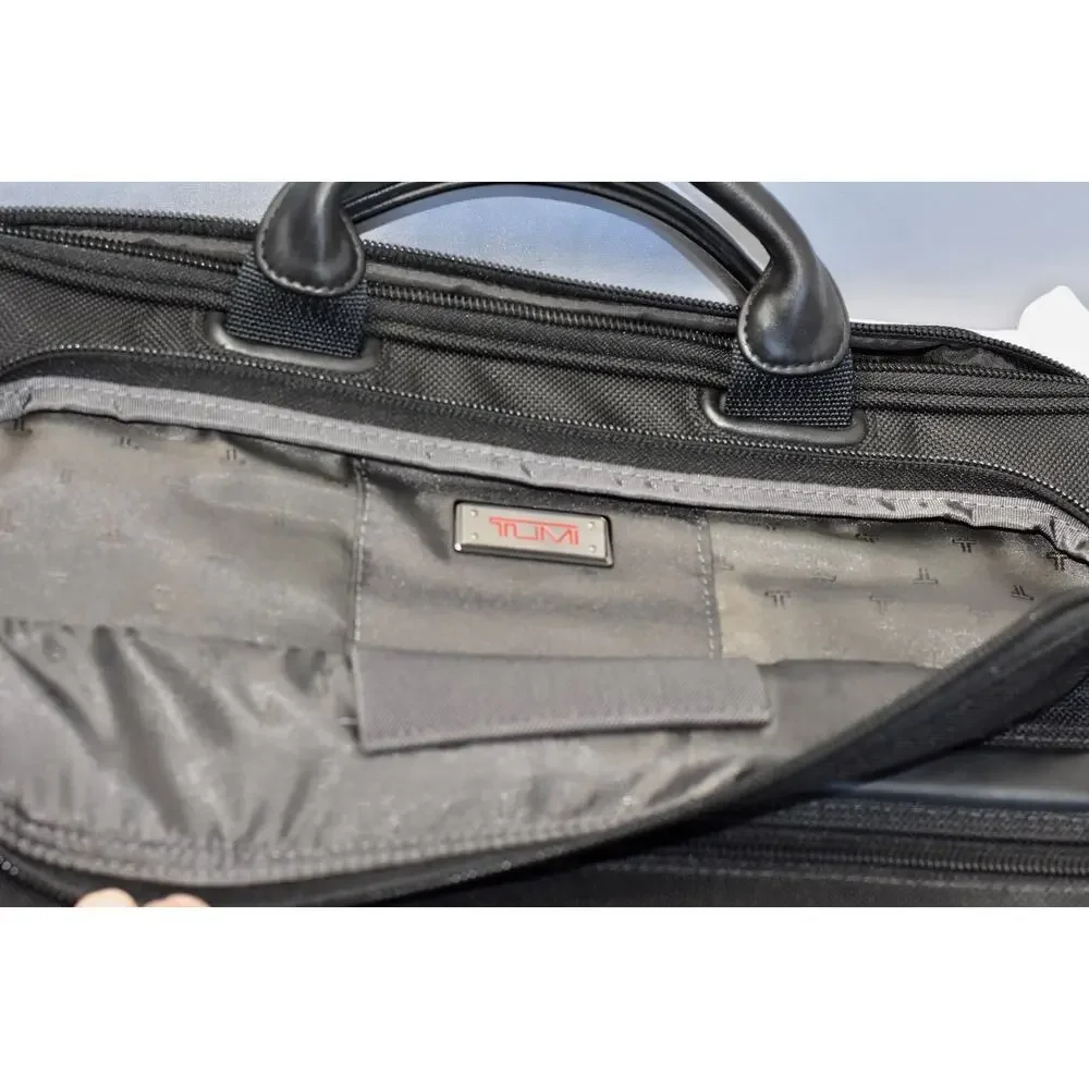 TUMI Padded 15' Laptop Files Soft Briefcase Leather Handles and Multi Pockets